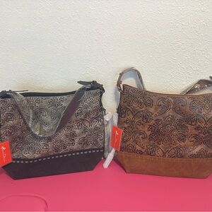 Montana West Embossed Floral Shoulder Bag - Brown and Gray